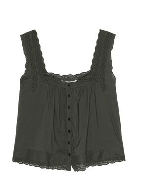 The Great. The Eyelet Tank - Washed Black, size 1